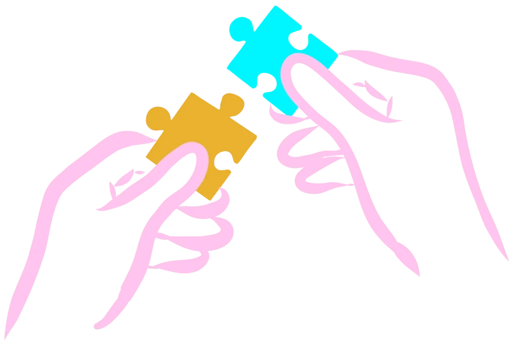 händer som håller i pusselbitar